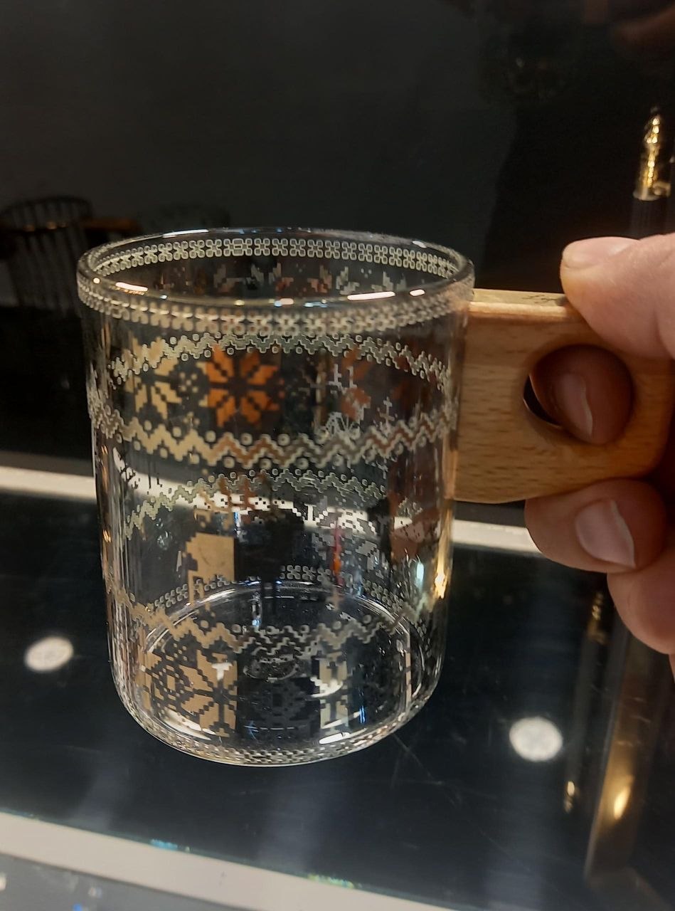 ماگ پیرکس دسته چوبی