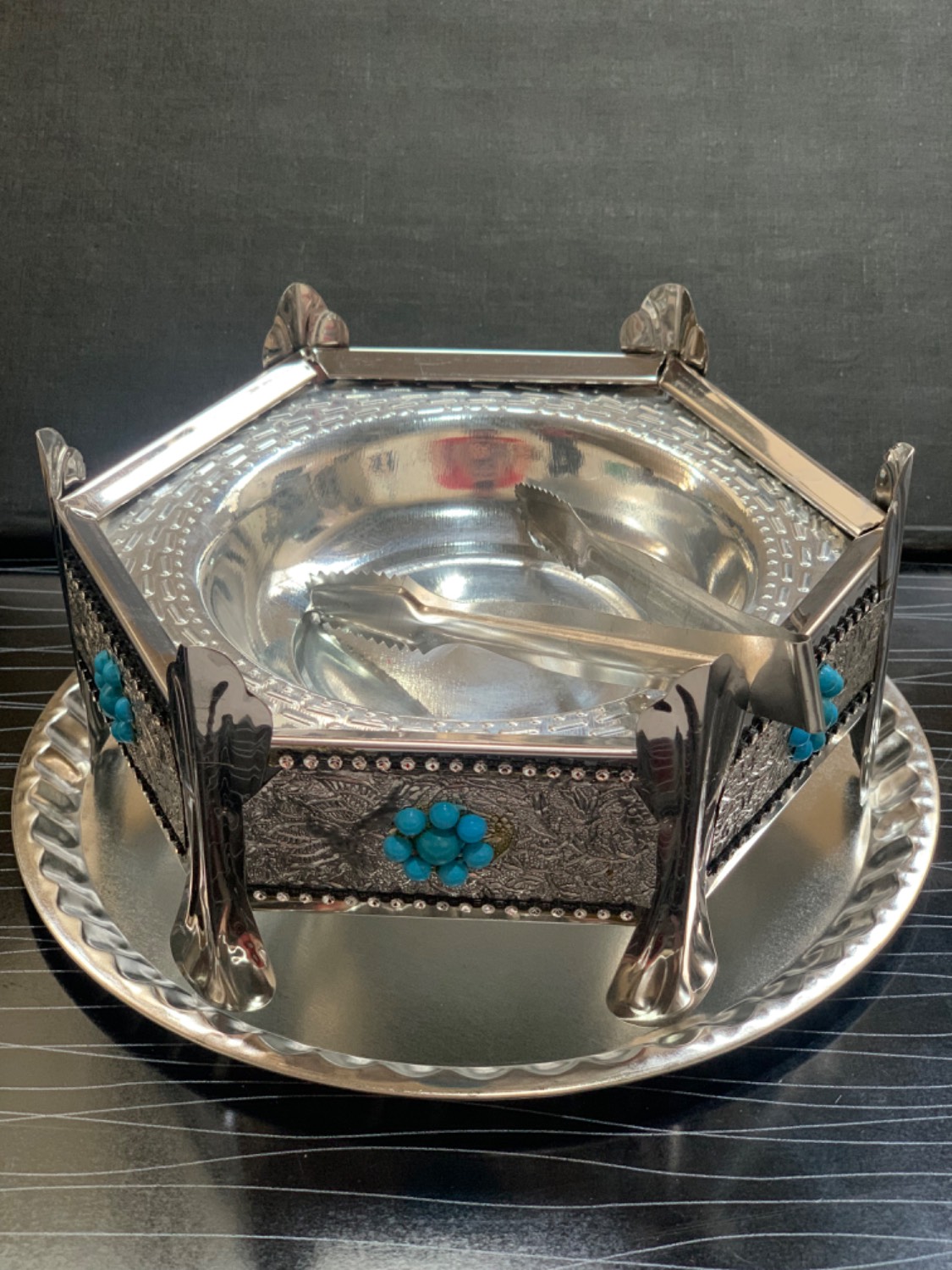 منقل شش گوش نگین دار
