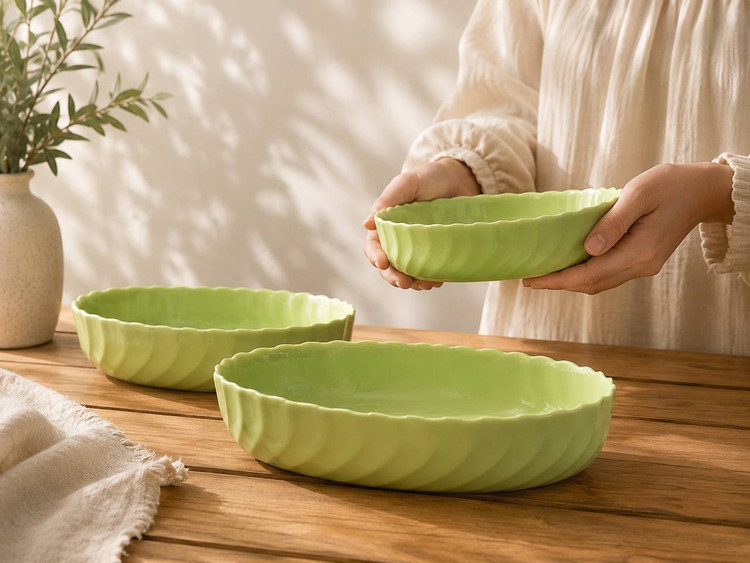 تابه سه تکه سبز کنگره بیضی